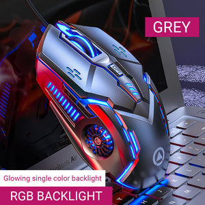 Grey Optical Futuristic Gaming Mouse 3200 DPI Backlight USB