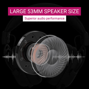 HiFi Black Aluminum Headset Mic Over-Ear 3.5mm Jack Large 53mm Speakers