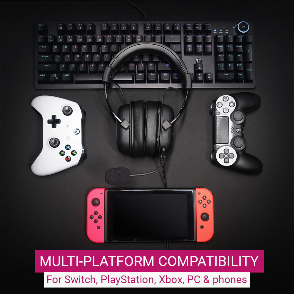 HiFi Black Aluminum Headset Mic Over-Ear 3.5mm Jack Multi-Platform Compatibility