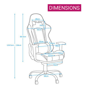 High Back Racing Gaming Chair Footrest Reclining Backrest Dimensions