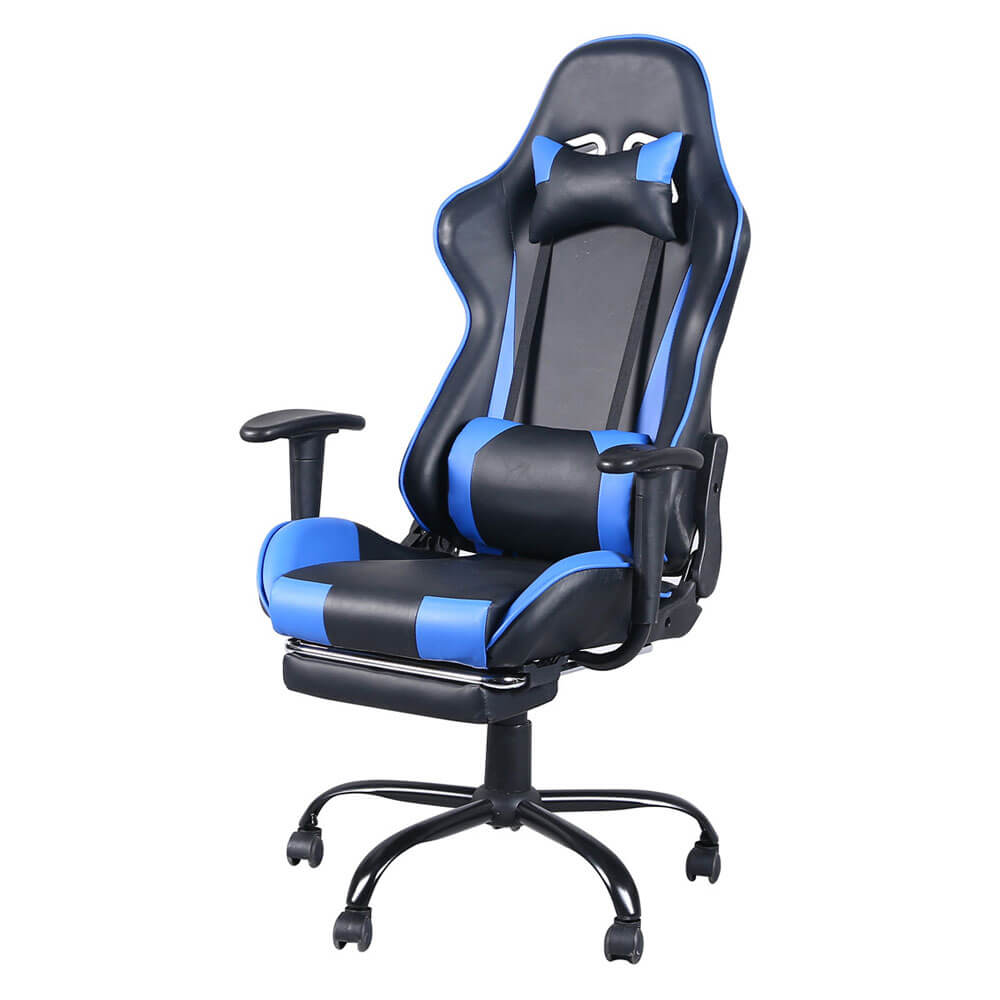 High Back Racing Gaming Chair Footrest Reclining Backrest - Dubsnatch