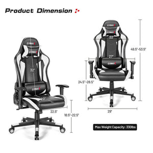 High Back Racing Performance Gaming Chair Reclining Backrest Dimensions