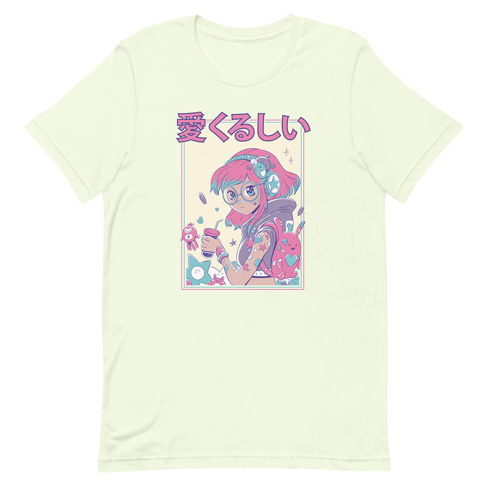 Honey Dew Lovely Harajuku Girl Shirt Glasses Bubble Tea