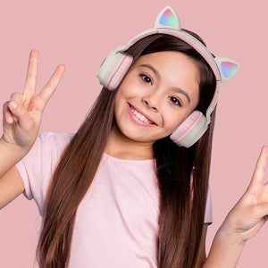Kawaii Cat Ear Headphones LED Wireless Girl