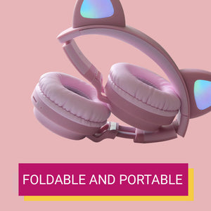 Kawaii Cat Ear Headphones LED Wireless Portable