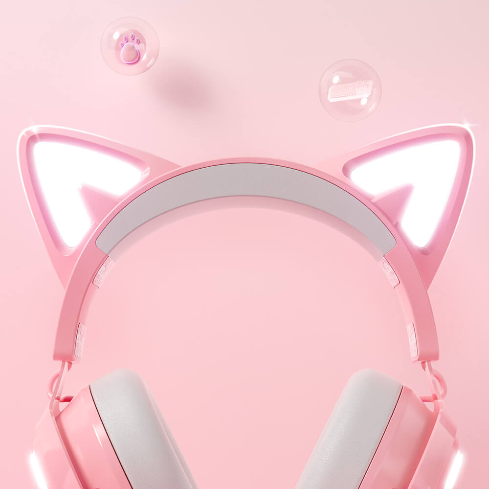 Kawaii Cat Gaming Headset Microphone 3.5mm Jack LED Lights
