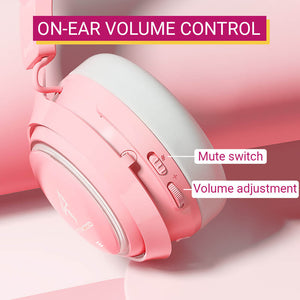 Kawaii Cat Gaming Headset Microphone 3.5mm Jack LED On-Ear Volume Control