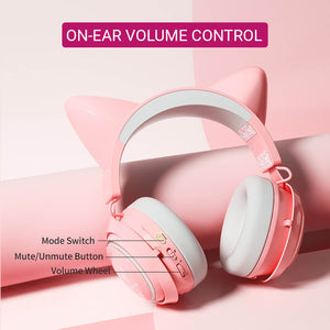 Kawaii Cat Headset Microphone 7.1 USB LED On-Ear Volume Control