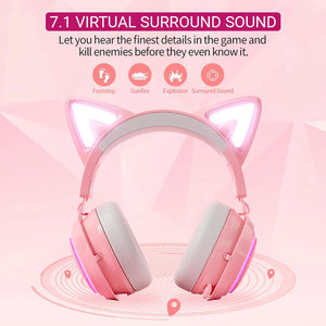 Kawaii Cat Headset Microphone 7.1 Virtual Surround Sound USB LED