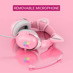 Kitty Ear Headset Removable Microphone LED 3.5mm Jack
