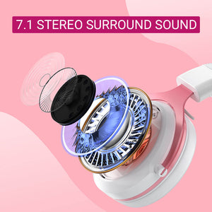 Kitty Girl Headset Microphone 3.5mm Jack LED 7.1 Stereo Surround Sound