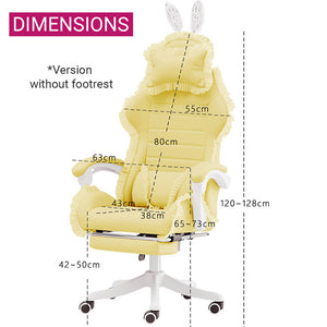 Lace Removable Bunny Ear Gaming Chair Reclining Backrest Dimensions