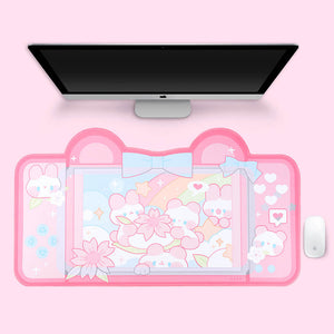 Large Adorable Pink Pet Mouse Pad Non-Slip Desk Setup