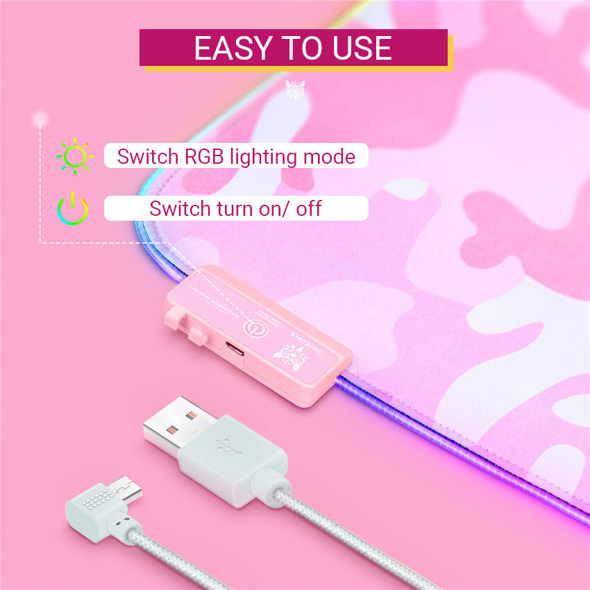 Large Camouflage Mouse Pad Anti-Slip LED Easy to Use