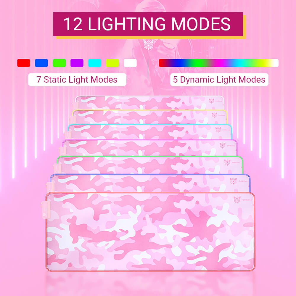 Large Camouflage Mouse Pad Anti-Slip LED Lights