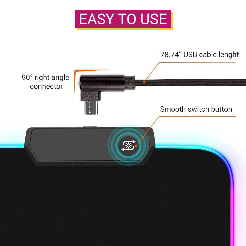 Large Gaming Mouse Pad Backlight Anti-Slip Easy to Use