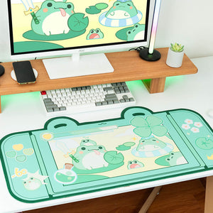 Large Valiant Green Frog Mouse Pad Non-Slip Cozy Setup