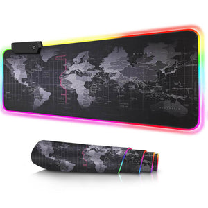 Large World Map Mouse Pad Backlight Waterproof