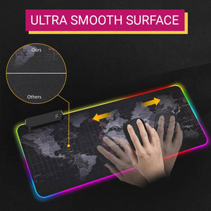Large World Map Mouse Pad Backlight Waterproof Smooth Surface