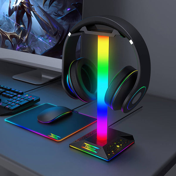 LED Headset Stand Dual USB 3.5mm Jack Dubsnatch