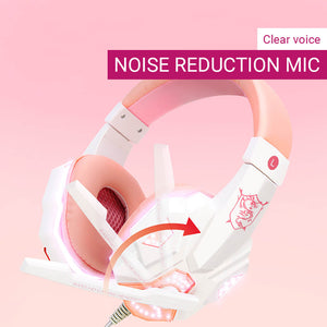 LED Over-Ear Headset Noise Reduction Microphone 3.5mm Jack USB