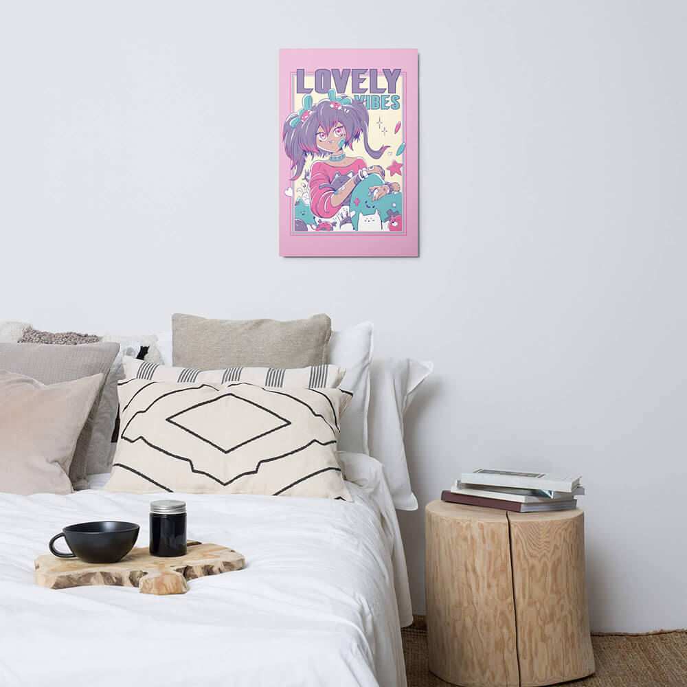 Lovely Double Ponytail Girl Metal Poster Harajuku Style 20*30" Wall Decor Mockup