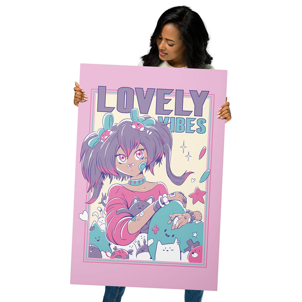 Lovely Double Ponytail Girl Metal Poster Harajuku Style 24*36" Girl Mockup