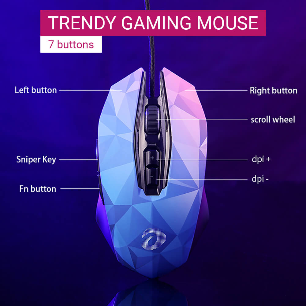 Low Poly Mouse Gaming RGB 10800 DPI 7 Buttons