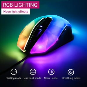 Low Poly Mouse Gaming RGB Lighting Neon 10800 DPI