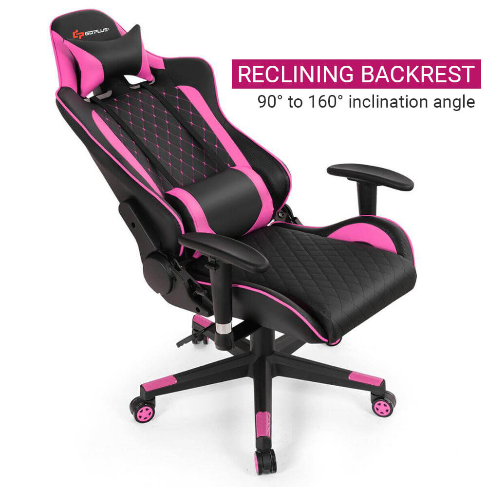 Modern Lumbar Pillow Gaming Chair Reclining Backrest Armrest - Dubsnatch