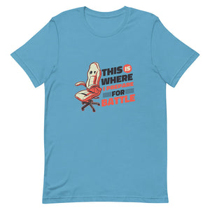 Medium Turquoise Funny Gamer Chair Battle Preparation Tee Tricky Fight