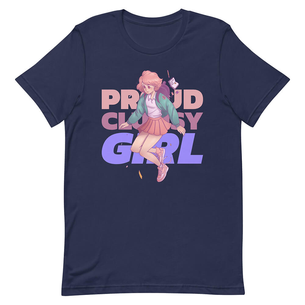 Midnight Blue Proud Clumsy Girl Shirt Urban Modern Lass