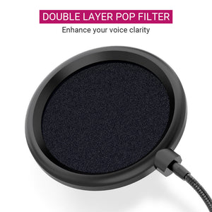 Modern Black Cardioid Microphone Double Layer Pop-Filter Tripod 3.5mm Jack