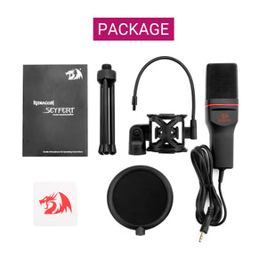 Modern Black Cardioid Microphone Pop-Filter Tripod 3.5mm Jack Package