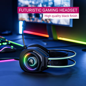 Neon RGB Black Futuristic Gaming Headset Microphone 3.5mm Jack USB