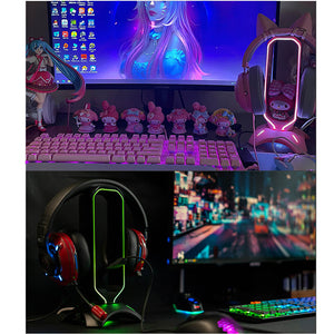 Neon RGB Headset Stand Gaming Double USB Pictures