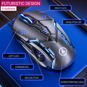 Optical Futuristic Gaming Mouse 3200 DPI Backlight USB 6 Buttons