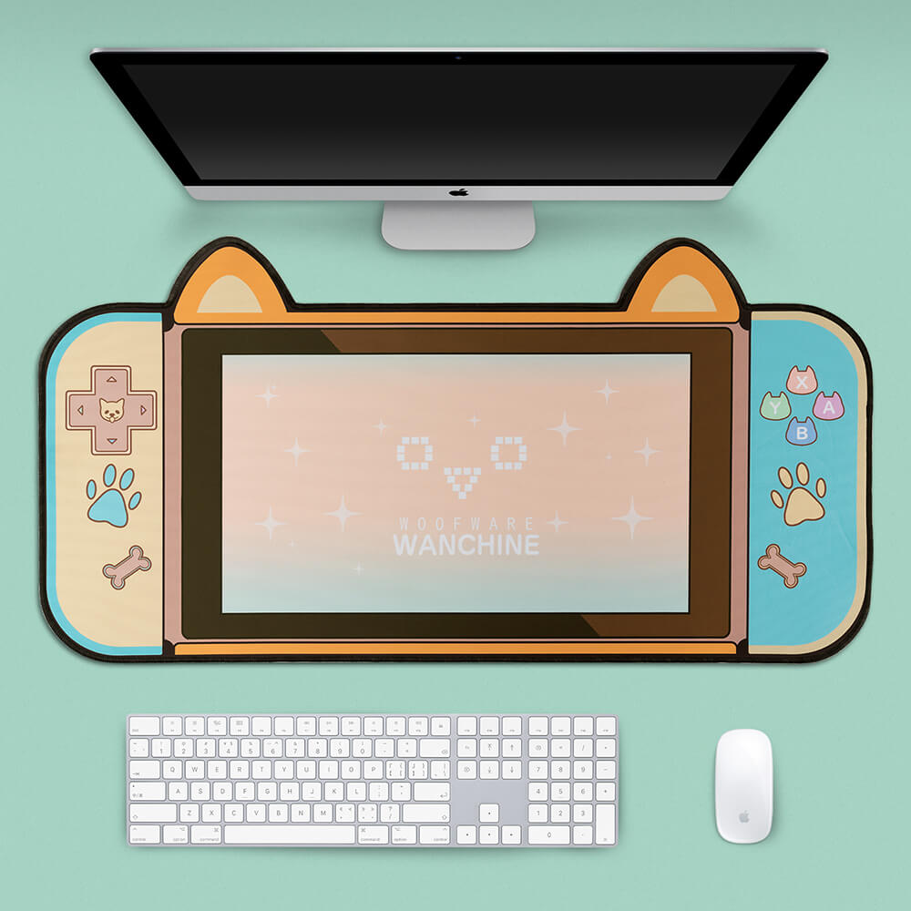 Orange Large Dog Emoji Mouse Pad Anti-Slip