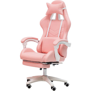 Pink Candy Macaron Gaming Chair Footrest Reclining Back Seat