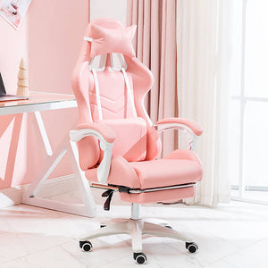 Pink Candy Macaron Gaming Chair Footrest Reclining Back Seat Picture