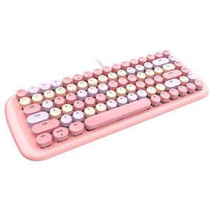 Pink Candy Mechanical Keyboard Multimedia Round Keycap LED Backlight