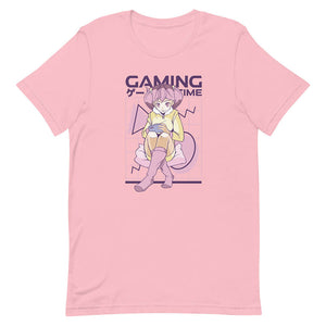 Pink Casual Gaming Girl Time Shirt Playing Phone