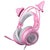 Pink Cat Ear Headset Microphone Emoji 3.5mm Jack