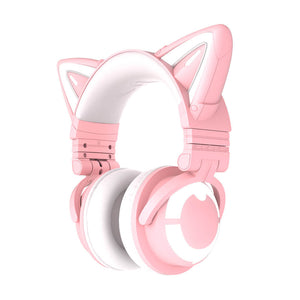 Pink Cat Headphones Wireless 7.1 LED Noise Cancelling