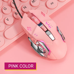 Pink Color Girly Mouse Optical 3200 DPI USB Backlight