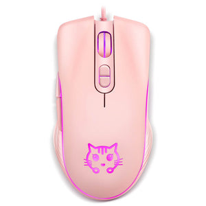Pink Cute Cat Mouse 2400 DPI Backlight USB
