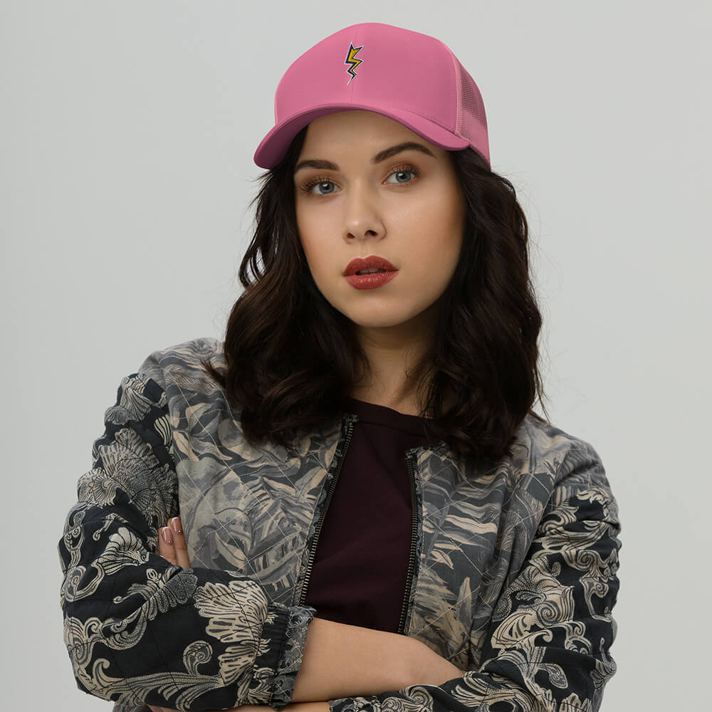 Pink Dubsnatch Fam Lightning Trucker Cap Front Girl