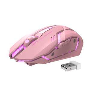 Pink Fox Mouse Wireless 1600 DPI Optical Backlight With Receiver