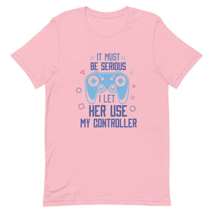 Pink Funny Serious Gamer Revelation Quote Shirt Game Controller