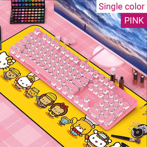 Pink Girl Mechanical Keyboard Blue Switch White Backlight